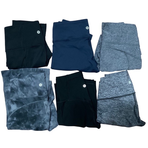 lululemon athletica Pants - Lululemon Leggings Bundle Lot of 6 Size 6 Align Wunder Under Flare Crop Grey Blk